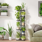 Bamworld Tall Plant Stand Indoor, Corner 7 Tier Metal Plant Shelf for Multiple Plants, Tiered Flower Pot Stands for Patio Garden Balcony Living Room Bedroom, Black