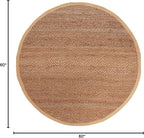 SAFAVIEH Natural Fiber Collection 5' Round Natural NF731A Handmade Farmhouse Fringe Premium Jute Area Rug