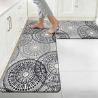 HEBE Cushioned Kitchen Mats for Floor Set of 2, Non Slip Anti Fatigue Kitchen Rugs and Mats, Floral Waterproof Comfort Foam Standing Mat Floor Carpet for Kitchen,Home Office,Sink,Laundry