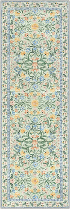 Lahome Sylvie Washable Runner Rug 2x6, Boho Bathroom Rug Runner, Vintage Floral Soft Thin Indoor Throw Carpet for Entryway Bedroom Hallway Bath Laundry Room, Green/Multi