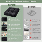 HIGOGOGO Floor Pillow Cushion for Adults, Meditation Cushion Pillow, Large Square Floor Sitting, Tufted Corduroy Cover, for Tatami Living Room or Yoga, 22x22 Inch, 2Pack, Black