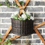 Wicker Wall Hanging Basket, Woven Plants Flowers Basket for Porch Garden Farmhouse Kitchen (Sector)