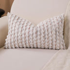 Boho Lumbar Pillow Cover 12x20 Inch Pack of 1 Farmhouse Rectangle Decorative Couch Throw Pillow Cover Grey Chenille Tufted Striped Pillowcase for Living Room Sofa Bed