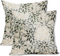 Olive Green Dahlia Throw Pillow Covers 16x16 Inch Rustic Geometric Flower Decorative Square Pillow Cases Beige Tan Gray Floral Cushion Covers Farmhouse Home Decor For Sofa Couch Outdoor Set of 2