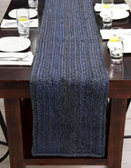 Unique Loom Braided Jute Collection Area Rug - Dhaka (1' 2" x 6' 1" Table Runner, Navy Blue)