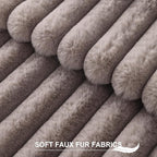 Pallene Faux Fur Plush Throw Pillow Covers 20x20 Set of 2, Luxury Soft Fluffy Striped Decorative Pillow Covers for Sofa, Couch, Living Room, Light Coffee