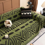 VClife Bohemian Green and Black Couch Cover Western Aztec Sofa Cover for 2 Cushion Couch Sofa Washable Chenille Sofa Slipcover Boho Non Slip Geometric Couch Covers for Sectional Sofa 71''x118''