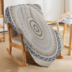 Mandala Throw Blanket Retro Eastern Backdrop Swirled Cosmic Lotus Yoga Boho Artwork Blanket for Sofa Bed Couch Chair Or Dorm 70"x80"