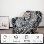Snycler Boho Throw Blanket for Bed 50 * 60inch Woven Blanket Cotton Polyester Farmhouse Decor for Indoor Outdoor Sofa Bedroom Garden，All Season(Blue)