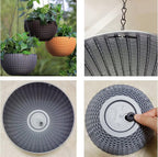Hanging Basket Plastic Flower Pot Round Resin Garden Hanging Planter for Indoor Outdoor Plants 2 Pack Grey