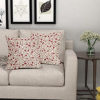 Brown Red Floral Pillow Covers 16x16 Set of 2 Vintage Rustic Old Style Cute Small Flower Print Decorative Outdoor Pillowcases Farmhouse Throw Cushion Case Decor for Couch Sofa Bed