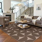 Lahome Modern Geometric Easy Jute Outdoor Rugs for Patio 5x7, Brown Washable Carpet for Living Room, Neutral Semi-Circle Thin Rug for Bedroom Office Entrance Porch Non Slip