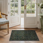 GENIMO 2x4 Washable Small Entryway Rug, Non-Slip Front Door Mat for Kitchen, Bathroom, Laundry, Vintage Boho Floral Thin Indoor Carpet, Dark Green