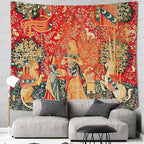 FEASRT Princess European Royal Tapestry, 90x84 Inches Soft Flannelette, Medieval Maiden Wall Blanket