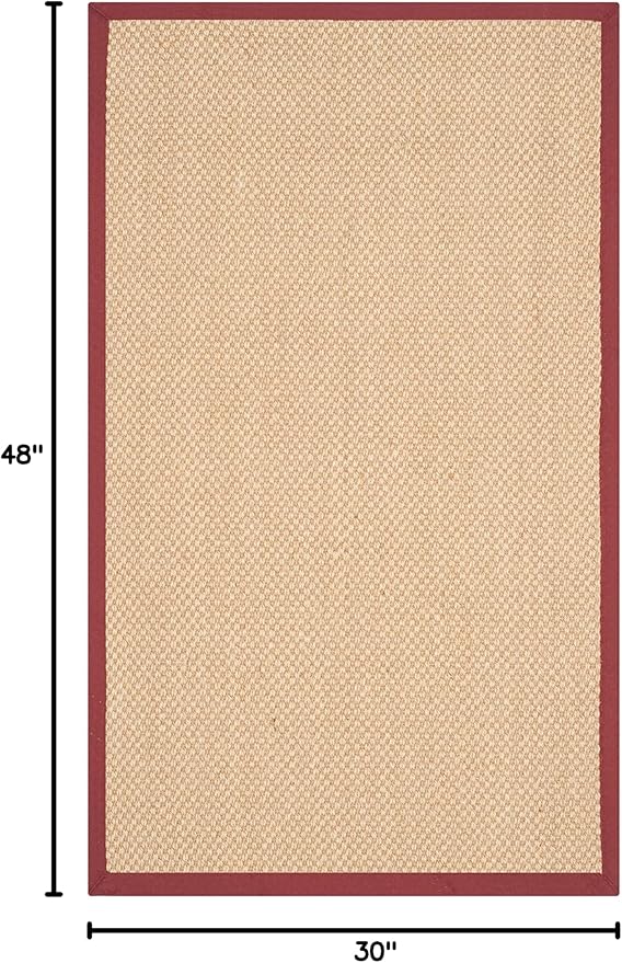 SAFAVIEH Natural Fiber Collection Area Rug - 2'6" x 4', Maize & Burgundy, Sisal, Woven Design with Border (NF141D)