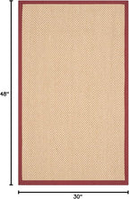 SAFAVIEH Natural Fiber Collection Area Rug - 2'6" x 4', Maize & Burgundy, Sisal, Woven Design with Border (NF141D)