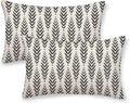 Boho Pillow Covers 12 x 20 Inch Pack of 2, Black and White Bohemian Ethnic Herringbone Pattern Decorative Throw Pillow Covers Vintage Linen Farmhouse Outdoor Pillowcase for Bedroom Home Sofa Decor