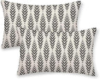 Boho Pillow Covers 12 x 20 Inch Pack of 2, Black and White Bohemian Ethnic Herringbone Pattern Decorative Throw Pillow Covers Vintage Linen Farmhouse Outdoor Pillowcase for Bedroom Home Sofa Decor