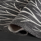 Washable Indoor Outdoor Rug 10x14 Modern Area Rugs Branch Pattern Non Shedding Waterproof Easy Clean Patio Deck Porch Living Room Bedroom Garden RV (10 X 14 Dark Gray)