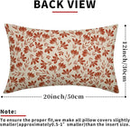 Burnt Orange Floral Pillow Covers 12x20 Set of 2 Vintage Rustic Old Style Cute Flower Cream Print Rectangle Decorative Outdoor Pillowcases Fall Farmhouse Throw Cushion Case Couch Sofa Bed Decor