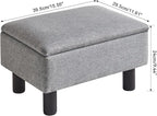 IBUYKE Storage Ottoman Footrest Stool with Linen Fabric, Rectangular, Flip Top Lid, Non-Slip Feet, Compact Design, Stylish and Functional, Gray Blue RF-BD224