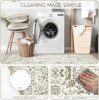 9×12 Washable Large Area Rugs for Living Room, Floral Soft Rug Non Slip Stain Resistant Carpet for Bedroom Dining Room Kitchen Farmhouse Home Decor，Beige Multi 061
