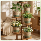12 Pcs Seagrass Plant Basket with Plastic Liners Woven Stylish Planter Baskets Bulk Indoor Outdoor Plants Woven Wicker Baskets for Flower Pots Cover and Room Decor Small (Small,Farmhouse)
