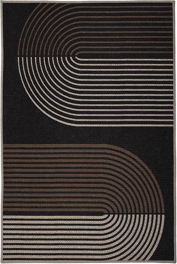 GarveeHome Modern Rainbow 8x10 Easy Jute Area Rug for Living Room -Farmhouse Indoor/Outdoor Carpet, Non-Slip & Non Shedding for Bedroom, Dining Room, Office, Backyard Patio