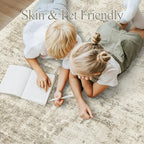 6x9 Abstract Area Rugs for Living Room 6 x 9 Washable Non Slip Low Pile Gray Rugs for Bedroom Dining Room Foldable Thin Beige Gray