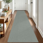 EARTHALL Washable Runner Rug 2x8 Ft Non Slip Runners for Hallways Cotton Rubber Backed Kitchen Runner Braided Indoor Floor Carpet Runners for Entryway, Hallway, Kitchen, Bedroom, Green/Grey