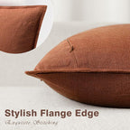Foindtower Pack of 2, Decorative Linen Soild Throw Pillow Covers Soft Accent Cushion Case Farmhouse Neutral Pillowcase for Chair Couch Sofa Bedroom Living Room Home Decor 26 x 26 Inch Fall Rust Orange