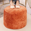 Round Boucle Pouf Ottoman Modern Foam Filled Foot Rest Multifunctional Foot Rest Coffee Table Floor Pouf Seat for Living Room Bedroom Orange