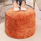 Round Boucle Pouf Ottoman Modern Foam Filled Foot Rest Multifunctional Foot Rest Coffee Table Floor Pouf Seat for Living Room Bedroom Orange