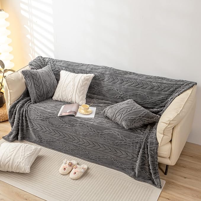 YUSOKI Queen Size Blanket Single Layer,Weight(4.4lb),370GMS-3D Stylish Design for Gift Home Decor (Grey,90"x90")