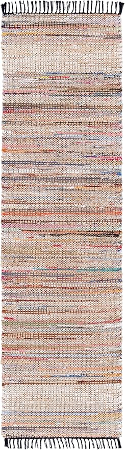 SAFAVIEH Cape Cod Collection Runner Rug - 2'3" x 8', Pink & Beige, Handmade Jute & Denim, Ideal for Living Room, Hallway, Foyer, Bedroom (CAP153U-28)
