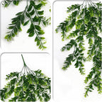Artificial Hanging Vines, Faux Ivy Green Leaves Vine Plastic Chain Foliage Rattan Willow Plants Fake Greenery Leaf Garland UV Resistant for Indoor Outdoor Garden Door Wall Wedding Decoration 2 Pack