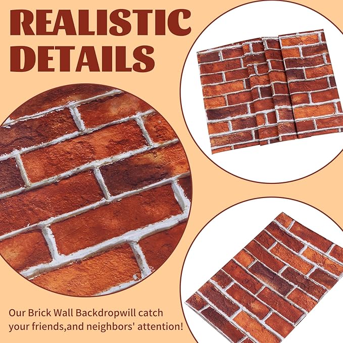 Large Brick Wall Backdrop Tapestry for Christmas, Faux Brick Backdrop Wall Covering Removable Red Tablecloth, Medieval Castle Stone Photo Scene Setter for Winter Curtains Door Decor (98" X 118")