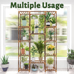 Uneedem Tall Indoor Outdoor Plant Stand - Large 12 Tier Plant Rack with Wooden Shelves for Room, Balcony, Garden, Patio