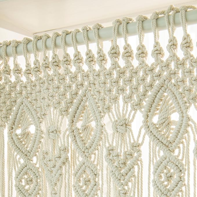 Macrame Bohemian Curtains for Windows Door Curtain Boho Wall Hanging for Doorways Room Dividers Bedroom Decor Wedding Tapestry Living Room Farmhouse Cottage 40x80 inch