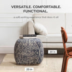 Anji Mountain Pouf Ottoman Foot Rest, Handmade Ottoman Pouf, Comfortable Foot Stool, Decorative Floor Seating for Living Room Decor, Bedroom & Home Décor Accent - Hanalei