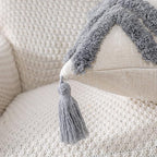 PANOD Super Soft Farmhouse Decorative Plush Throw Pillow Covers 26 x 26 Grey,Solid Diamond Pattern Tufted with Tassels Modern Accent Boho Square Cushion Cover Pillow Case for Couch Sofa