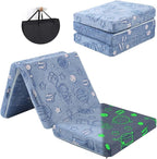 MeMoreCool Glow Space-Themed Foldable Floor Mattress for Kids, Trifold Nap Mat with Planets and Stars, Portable Daycare Sleeping Futon or Floor Bed, 57x22 Inch