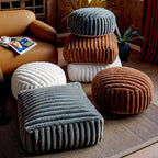 Unstuffed Pouf Ottoman Cover Soft Storage Extra Seat Farmhouse Comfortable Bohemian Poufs Accent Footrest 20x20x8 Inches for Living Room Bedroom Study Nook (Gray B, Square)