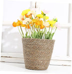 Boho Decorative Woven Basket Plant Pots for Shelves Handmade Woven Flower Pot for Dining