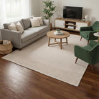 Jute & Cotton Rug 6x9 Natural Fiber Rug Braided Rugs for Bedroom- Farmhouse Woven Carpet - Mid-Century Modern Floor Covering for Bedroom Living Room, 6' x 9'