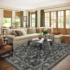 Washable Area Rugs for Living Room: 9x12 Bedroom Rug Vintage Boho Area Rug Stain Resistant Non Slip Low Pile Lightweight Soft Carpets for Living Room Dining Room Kitchen Nursery Kids Room Farmhouse