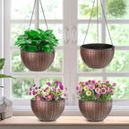 Foraineam 10.2 Inches Round Basket Hanging Planter Dual-pots Design Garden Flower Plant Pots Hanging Planter Baskets with Drainer and Chain for Indoor Outdoor Use