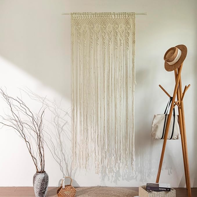 Macrame Door Curtain Bohemian Curtains for Windows Handwoven Boho Wall Hanging for Doorways Room Dividers Bedroom Decor Wedding Tapestry Living Room Farmhouse Cottage 35x70 inch