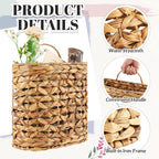 Chunful 2 Pcs Water Hyacinth Hanging Wicker Basket, Natural Wicker Decorative Baskets, Handmade Woven Storage Organizer for House Garden Wedding Wall Decorations, Large & Small Size(Hollow-out)