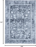 Area Rug 9×12, Large Vintage Boho Rug,Ultra-Soft Low Pile, Washable, Non Slip,Stain Resistant, Printed Carpet for Living Room Bedrooms Playroom Office Kitchen, Stone/Blue